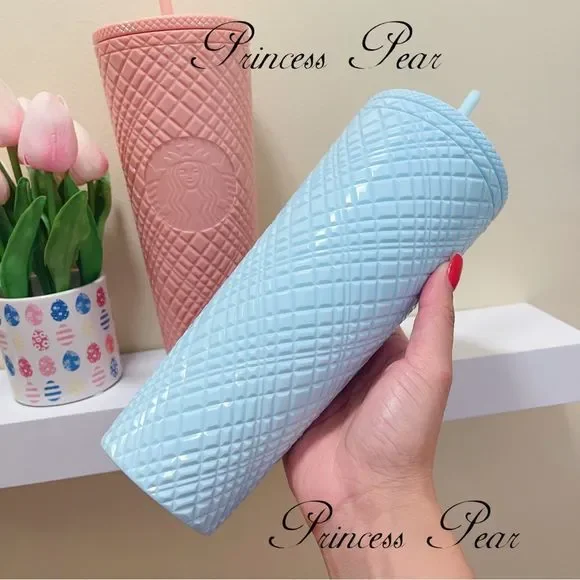 2022 Starbucks Siren Anniversary Coral Pink & Mint Blue Jewel Cold Cup Tumbler - Picture 12 of 12